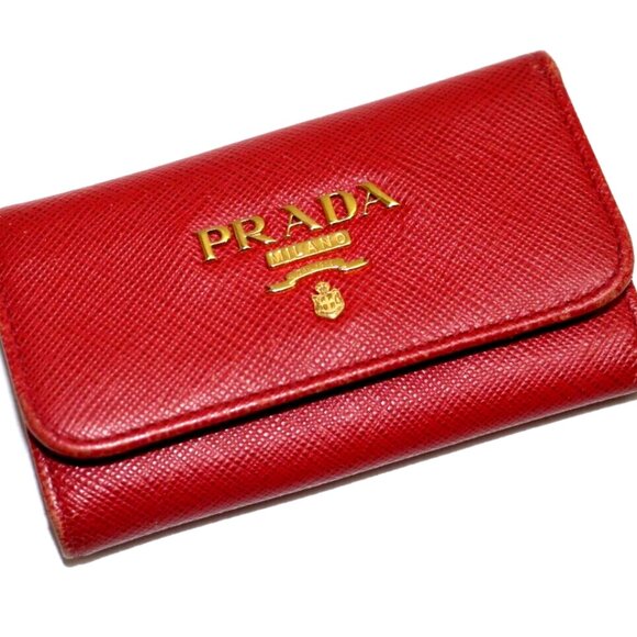 Prada Saffiano Leather Red Key Holder Wallet - Picture 2 of 15